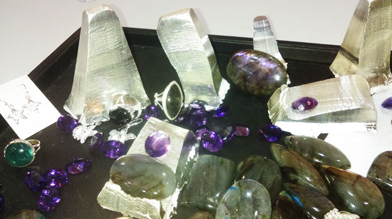 raw silver and gemstones