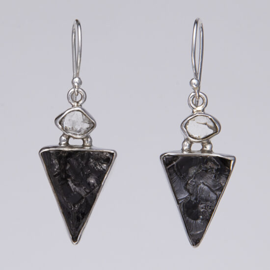 Noble Shungite Herkimer Diamond Earrings