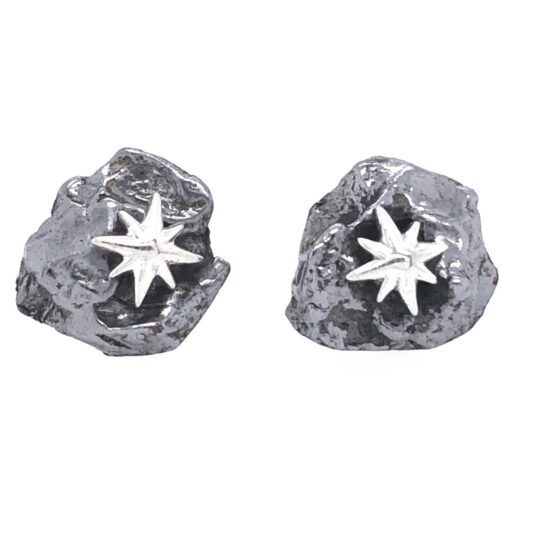 North Star Meteorite Tektite Stud Earrings