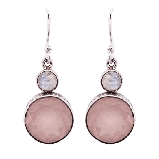 Rose Quartz Moonstone Eclectic Earrings natural gemstone wholesale vendor US