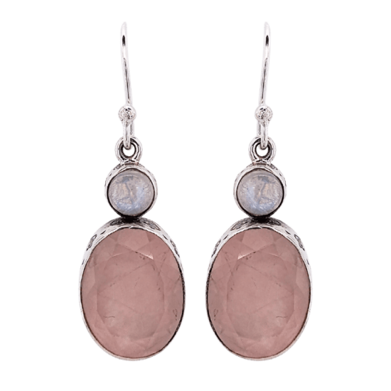 Rose Quartz Moonstone Eclectic Earrings natural gemstone wholesale vendor US