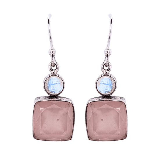 Rose Quartz Moonstone Eclectic Earrings natural gemstone wholesale vendor US