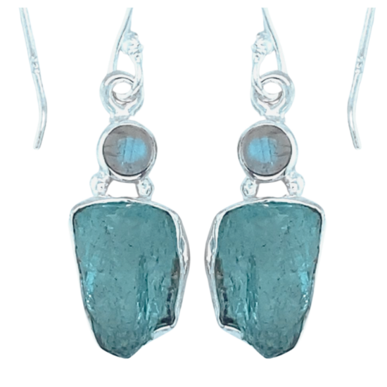 Aquamarine Moonstone True Blue Earrings new age designer wholesale jewelry