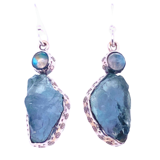 Aquamarine Moonstone True Blue Earrings luxury new age wholesale jewelry