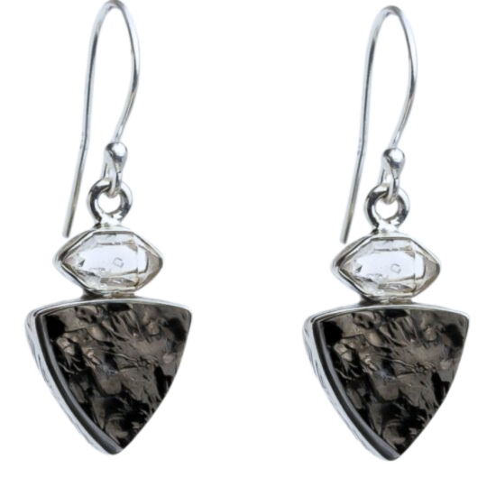 Shungite Herkimer Diamond Freedom Earrings luxury jewelry vendors natural stones