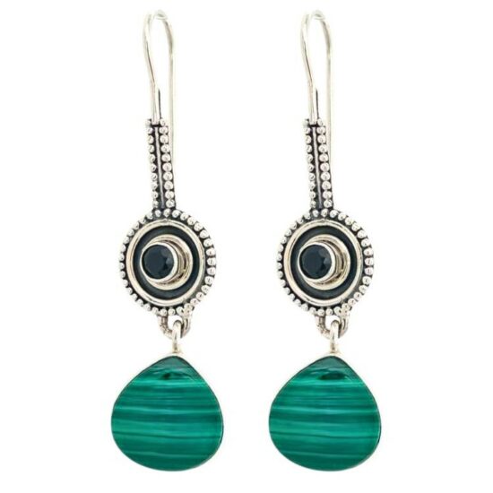 Malachite Radhas Sacred Lake Earrings artisan natural gemstone wholesale jewelry