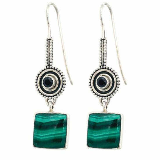 Malachite Radhas Sacred Lake Earrings artisan natural gemstone wholesale jewelry