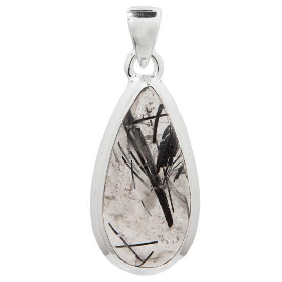 Black Tourmaline in Quartz Pendant