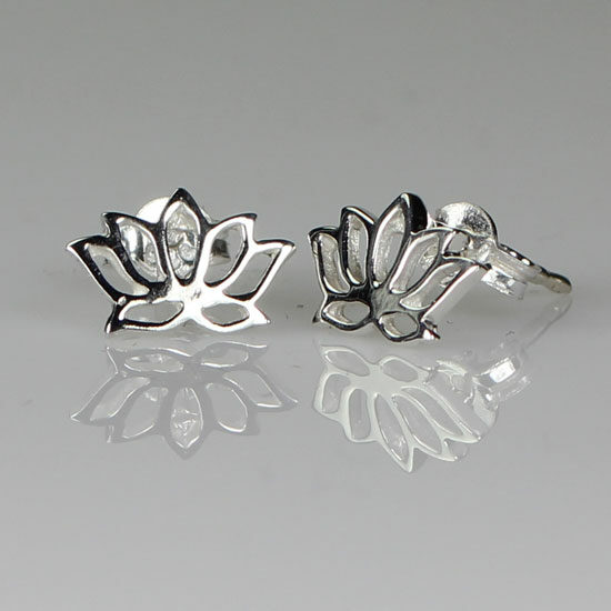 Silver Lotus Stud Earrings