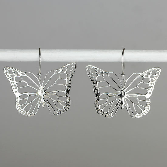 Transformation Butterfly Silver Earrings