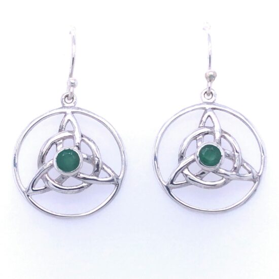 Emerald Celtic Trinity Knot Earrings wholesale sterling silver gemstone natural jewelry