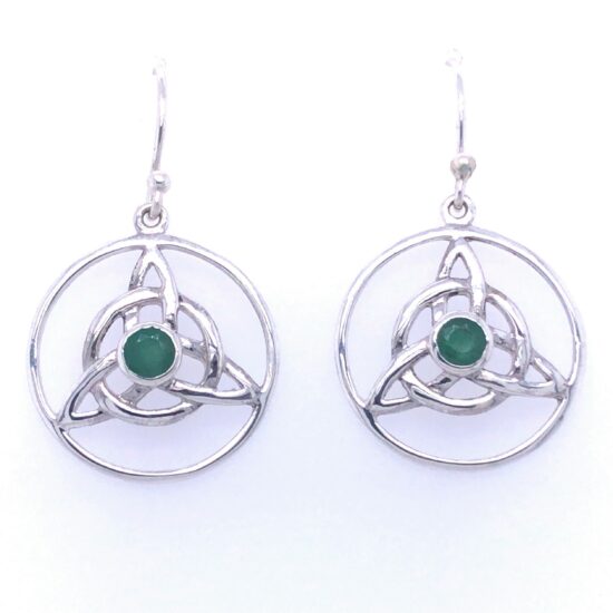 Emerald Celtic Trinity Knot Earrings