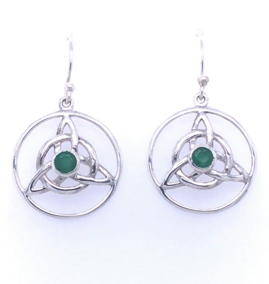 Emerald Celtic Trinity Knot Earrings