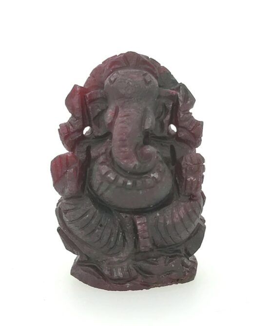 Ruby Sapphire Hand Carved Ganesh Statue