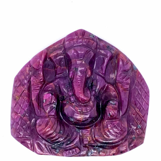 Ruby Carved Ganesh Statuette