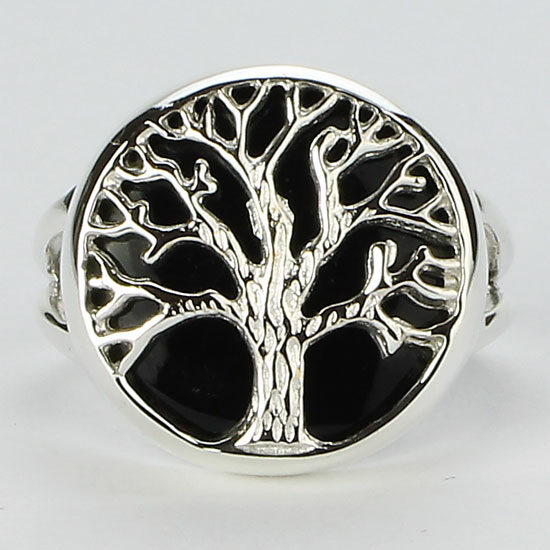 Black Onyx Tree of Life Unisex Ring