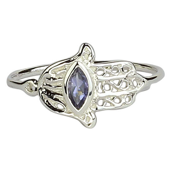 Iolite Healing Hand Hamsa Ring designer wholesale genuine gemstones