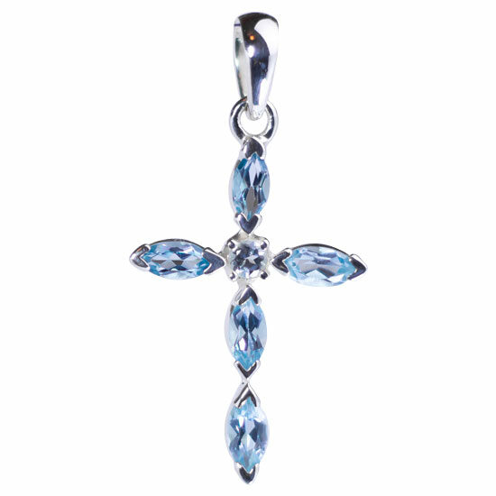 Blue Topaz Inspiring Cross Pendant buy wholesale jewelry crystal jewelry wholesalers