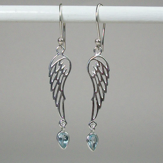 Blue Topaz Angel Wings Earrings