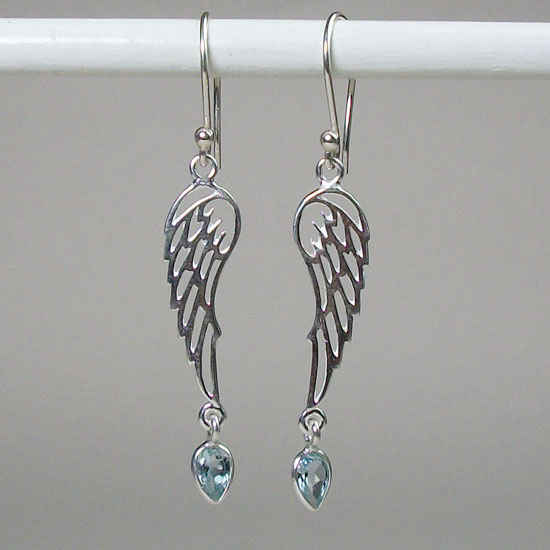Blue Topaz Angel Wings Earrings