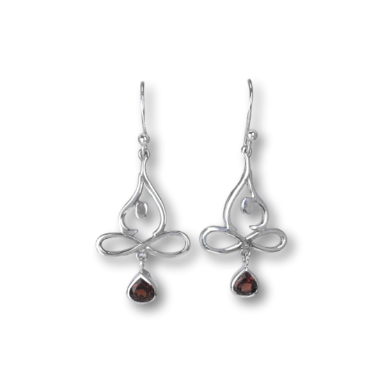 Garnet Lotus Yoga Pose Styling Earrings ethically handcrafted exclusive designs fashion jewelry