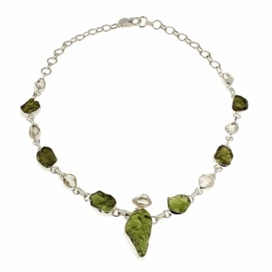 Moldavite Herkimer Diamond Supreme Necklace sterling silver wholesale jewelry supplies