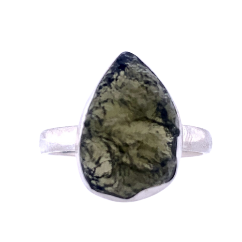 Moldavite Unisex Free Form Ring wholesale crystal gemstone rare vendors