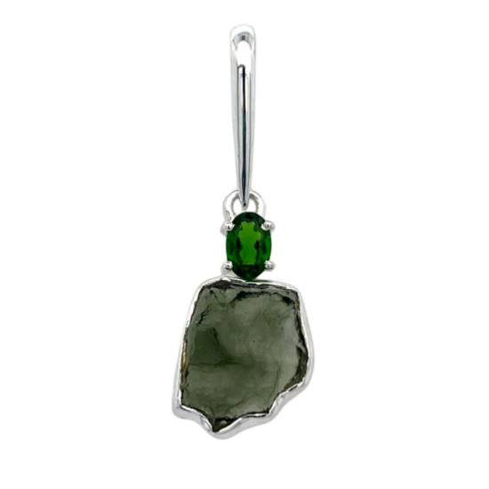 Moldavite Gem Pendant wholesale sterling silver natural gemstone jewelry