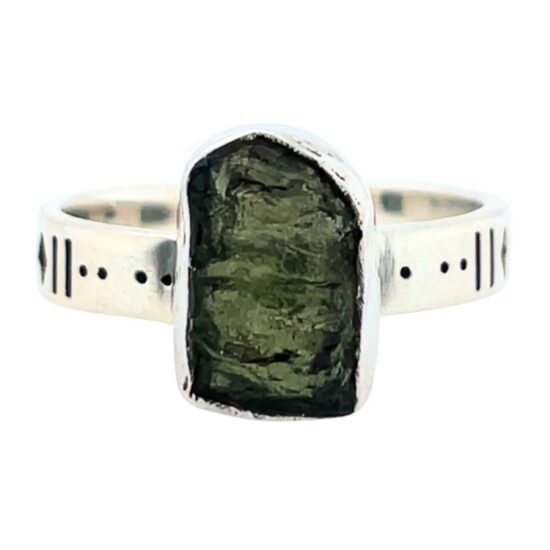 Moldavite Free Form Fearless Ring