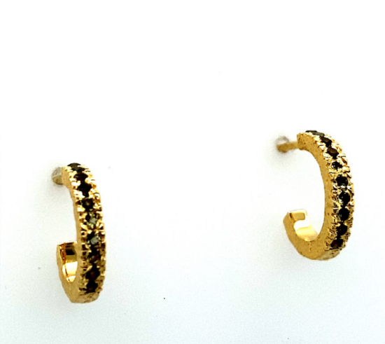Gold Plated Moldavite Sparkling Earrings