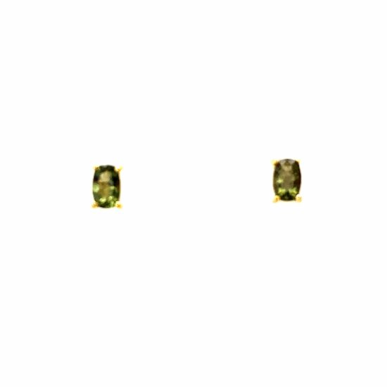 Moldavite Gold Vermeil Elegance Stud Earrings