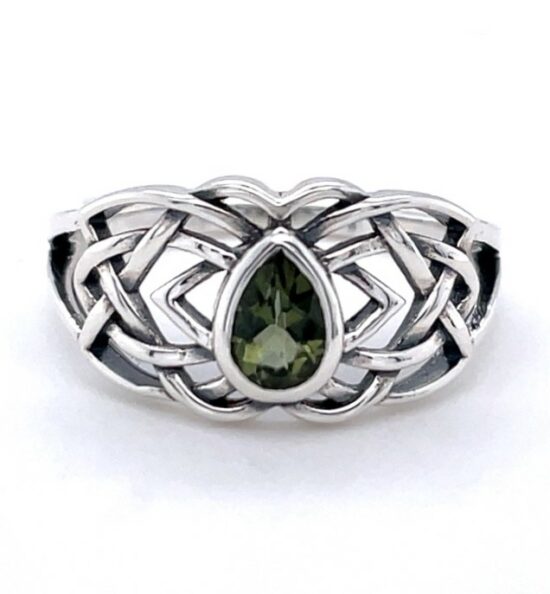 Moldavite Celtic Ring