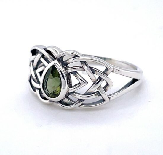 Moldavite Celtic Ring