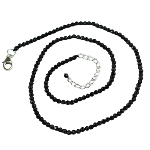 Black Spinel Sparkling Beaded Necklace fashion jewelry wholesale best priced sterling silver