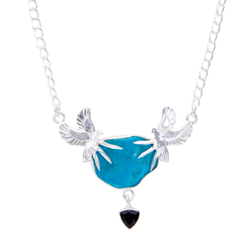 Turquoise Mystic Mountain Eagle Guide Necklace sterling silver wholesale USA designer luxury