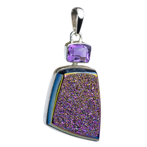 Druzi Purple Glitter Pendant