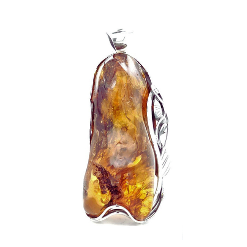Amber Glorious Calla Lily Pendant wholesale sterling silver gemstone jewelry
