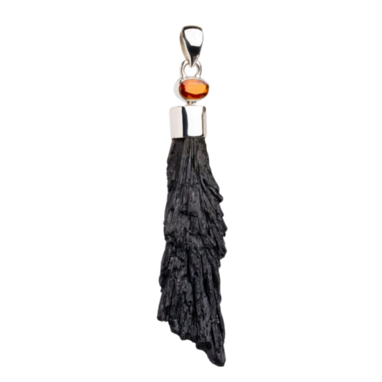 Black Kyanite Orange Wing Pendant unique luxury wholesale jewelry
