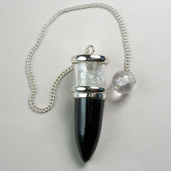 Black Tourmaline/Herkimer Diamond Pendulum