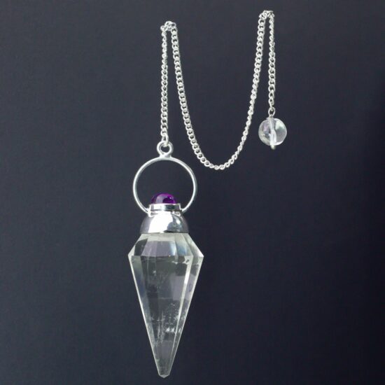 Clear Quartz Amethyst Pendulum
