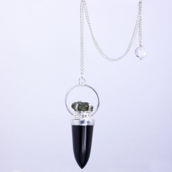 Black Tourmaline Moldavite Pendulum