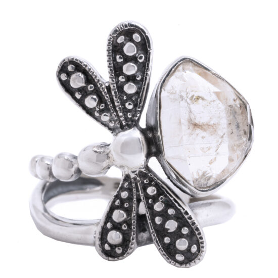 Herkimer Diamond Rough Dragonfly Ring