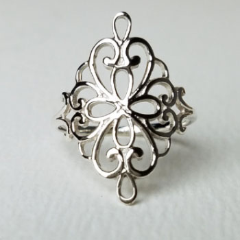 Silver Fanciful Filigree Ring sterling silver earrings bulk us jewelry vendors