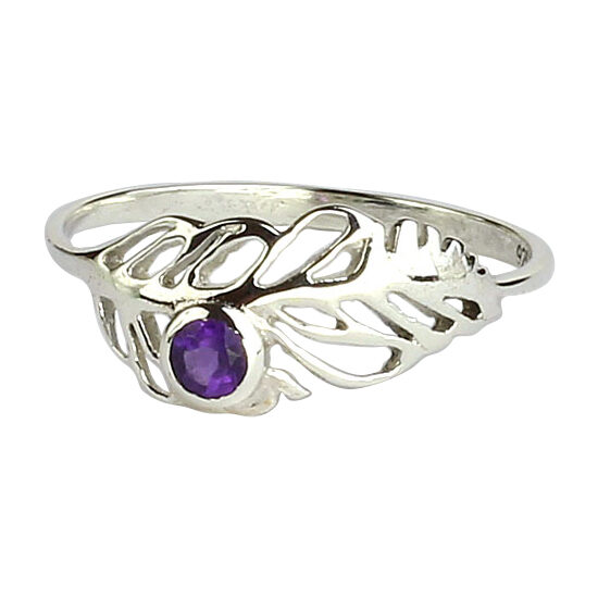 Amethyst Feather Ring