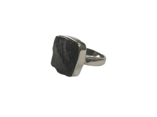 Shungite Noble Unisex Square Ring exclusive and rare gemstones