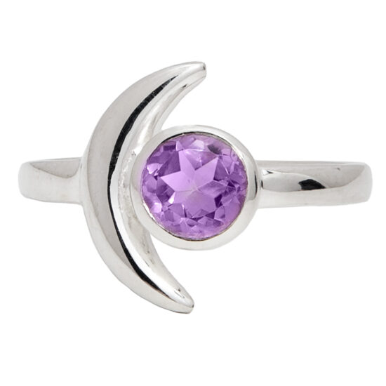 Amethyst Crescent Moon Ring sterling silver wholesale suppliers