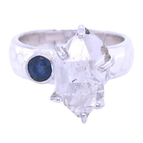 Diamond blue kyanite ring