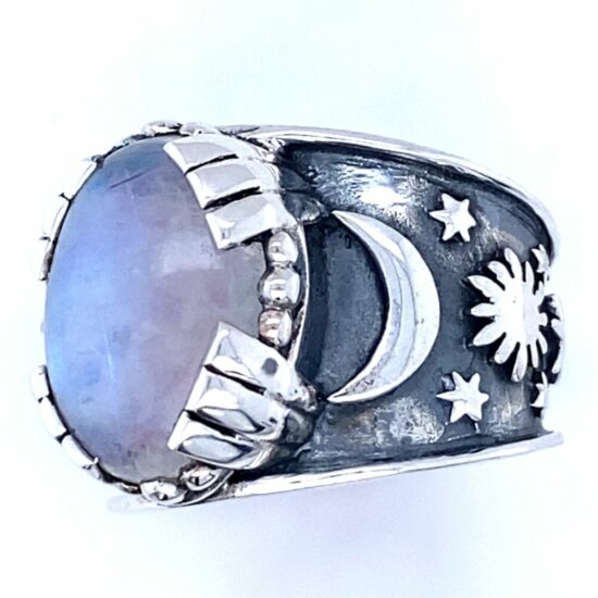 Moonstone Sun Moon Star Unisex Ring jewelry suppliers online ethically handcrafted