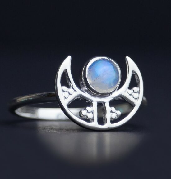Sterling silver moonstone luna ring