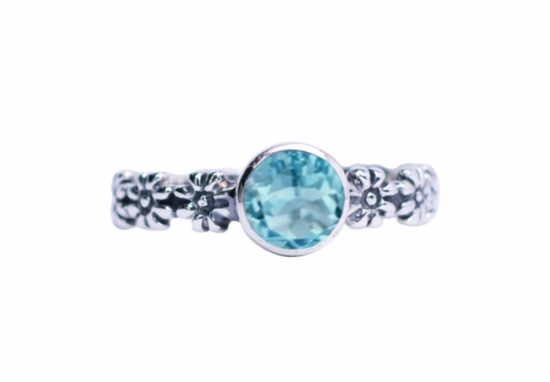 Blue Topaz Daisy Chain Ring ethically handcrafted new age